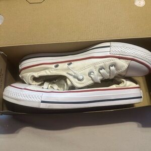 Converse Off-White Low-Top Sneakers with Red Trim